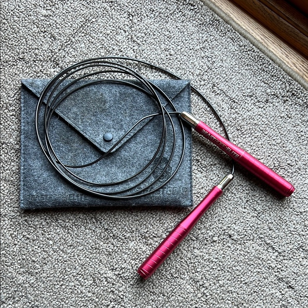 Red Speed Jump Rope with Gray Pouch